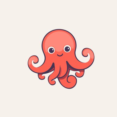 Sevimli çizgi film ahtapotu. Şirin ahtapotun vektör çizimi.