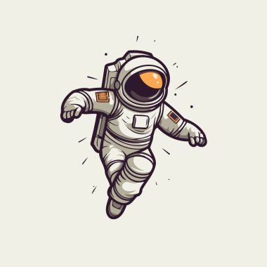 Astronot uzayda uçuyor. Uzay giysisi içindeki astronotun vektör illüstrasyonu.