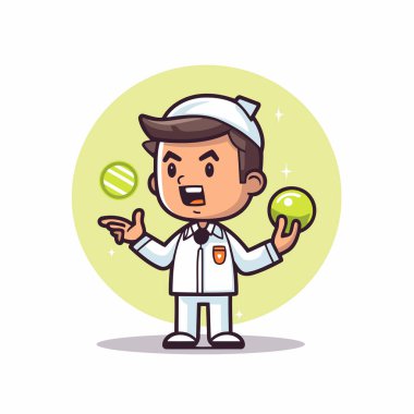 Tatlı hemşire çizgi film karakteri. Düz bir şekilde vektör illüstrasyonu.