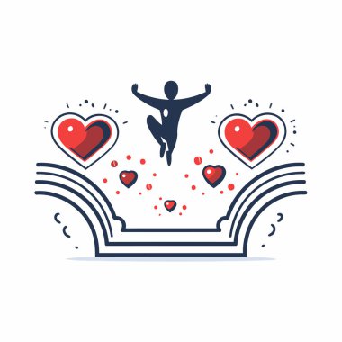 Kalpli taçlı bir adamın vektör çizimi. Aşk konsepti.