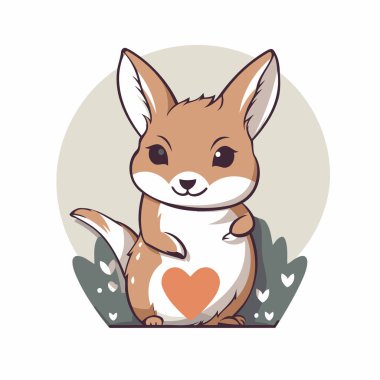 Kalbi olan sevimli çizgi film tavşanı. Tasarımınız için vektör illüstrasyonu.