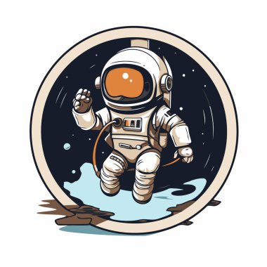 Uzayda bir astronot. Uzayda astronotun vektör illüstrasyonu.
