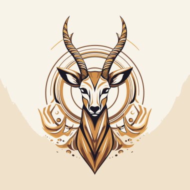 Geyik başı logo vektör illüstrasyonu spor takımı veya tişört