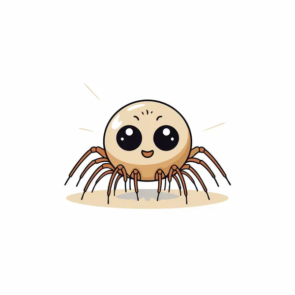 Cute Cartoon Spider Vector Illustration Isolated White Background — Stock Vector