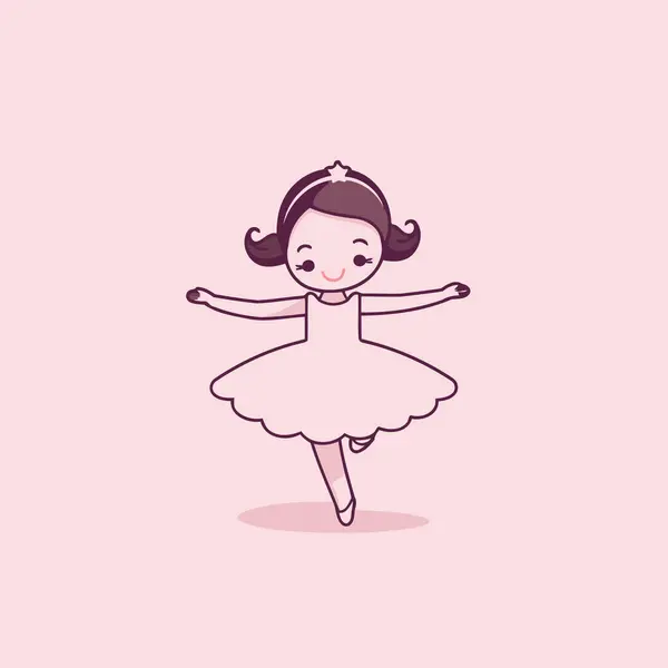 Niedliche Kleine Ballerina Einem Tutu Vektorillustration — Stockvektor
