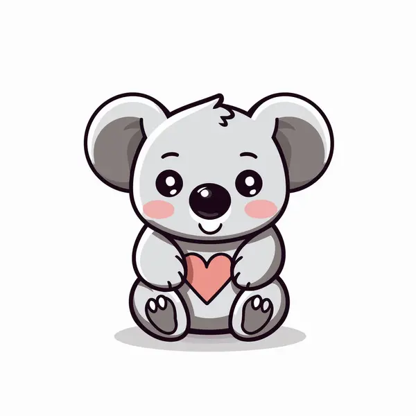 stock vector Cute koala holding a heart. cute cartoon character vector illustration.