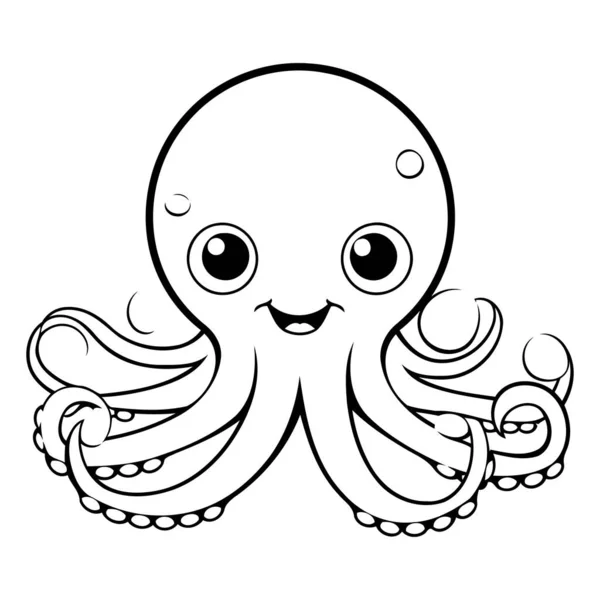 Cute Octopus Coloring Book Children Vector Illustration — Stock Vector