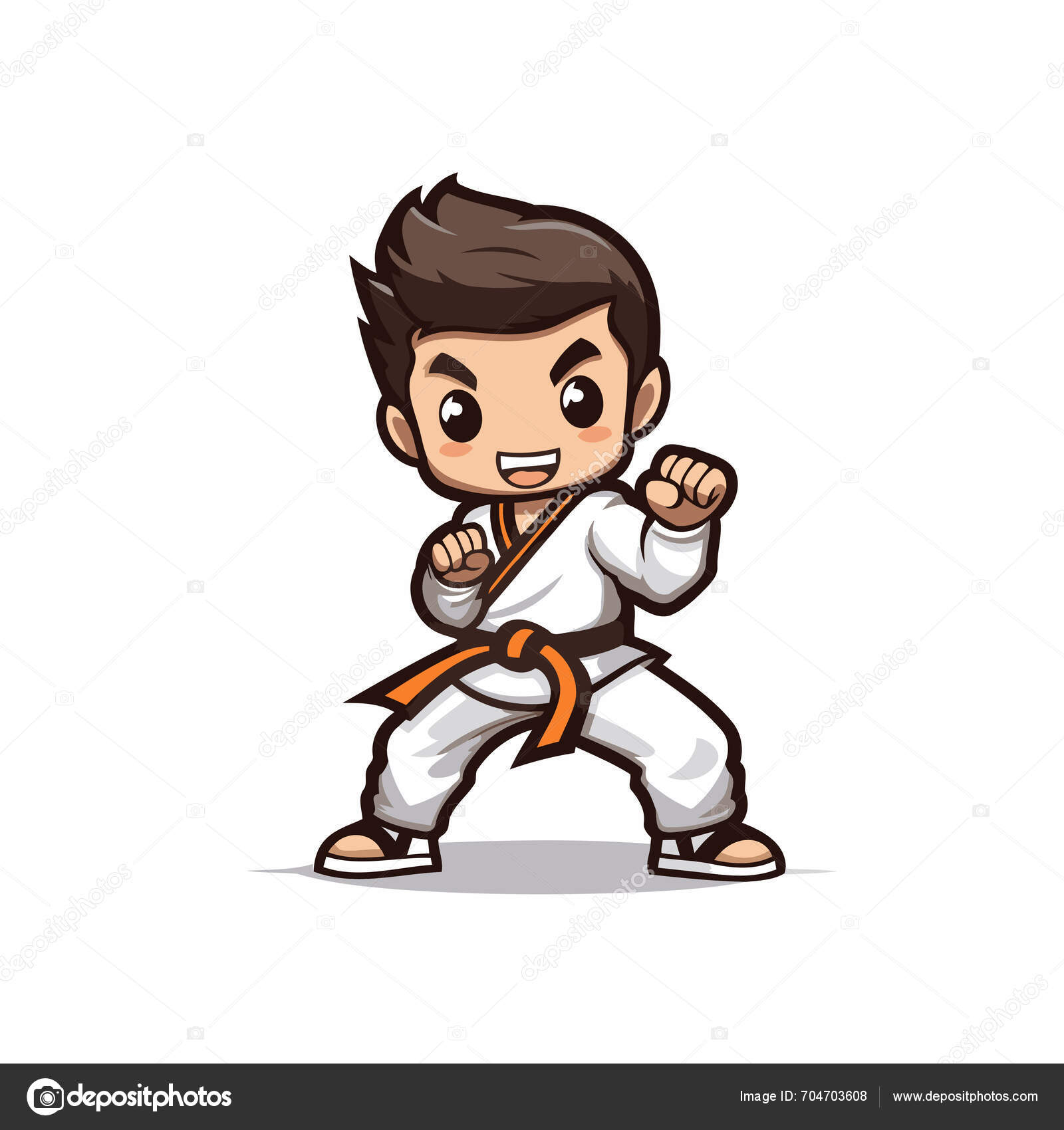 Taekwondo Kid Cartoon Vector Illustration Cartoon Taekwondo Character ...