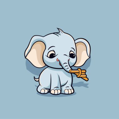 Tarçınlı şirin bir bebek fil. Çizgi film karakteri. Vektör illüstrasyonu.