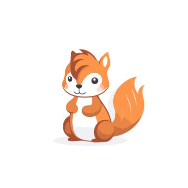 Sevimli sincap çizgi film karakteri. Düz bir şekilde vektör illüstrasyonu.