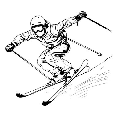 Snowboard sporcusu iş başında. skeç vektör grafikleri tek renkli