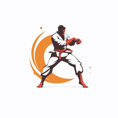 Tekvando vektör logosu tasarım şablonu. Karate vektör logosu tasarımı.