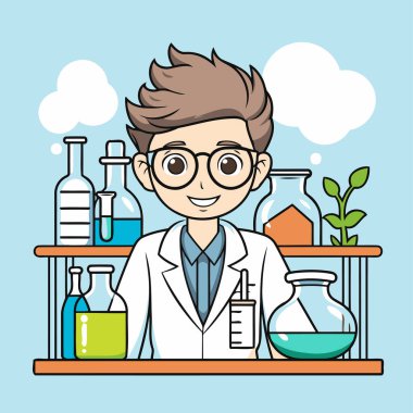 Bilim laboratuarı tasarımı. Vektör illüstrasyonu eps10 grafik düz