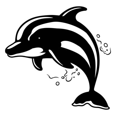 Yunus. Beyaz arkaplanda izole edilmiş siyah ve beyaz vektör çizimi.