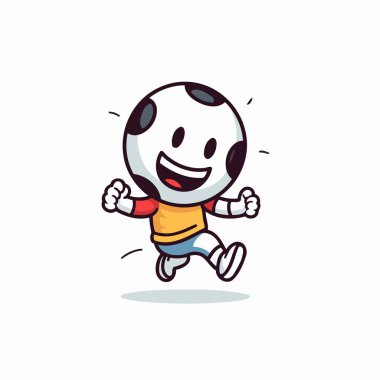 Beyaz arka planda futbol topu çizgi film karakteri. Vektör İllüstrasyonu.