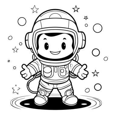 Beyaz arka planda çizgi film astronotunun vektör çizimi. Çocuklar için boyama kitabı.