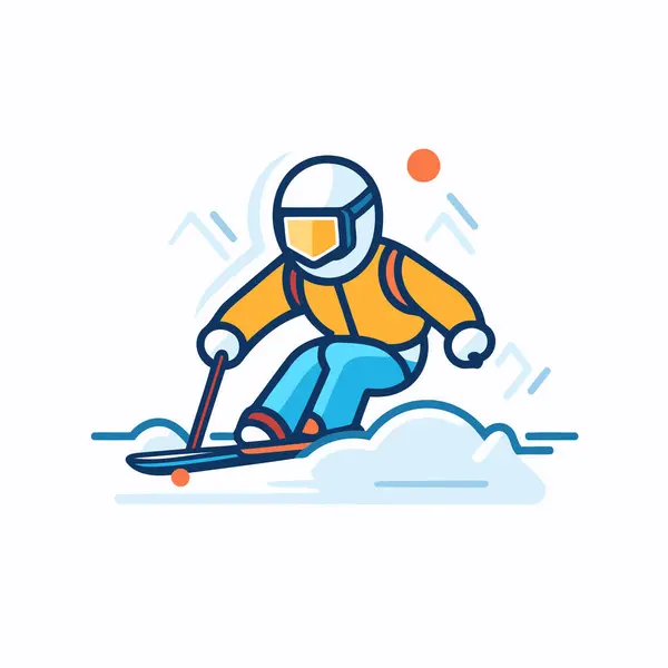 Esqui Desporto Inverno Esportes Radicais Ícone Vetor Esquiador — Vetor de Stock