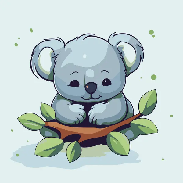 Lindo Koala Sentado Una Rama Árbol Ilustración Vectorial — Archivo Imágenes Vectoriales