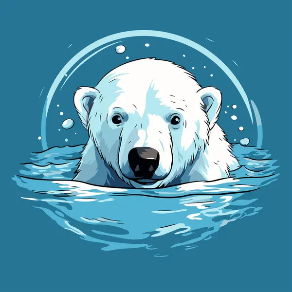 Urso Polar Nadar Água Ilustração Vetorial Para Seu Design — Vetor de Stock