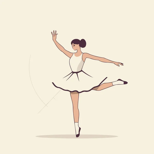 Beyaz Etekli Balerin Dans Ediyor Vektör Illüstrasyonu — Stok Vektör