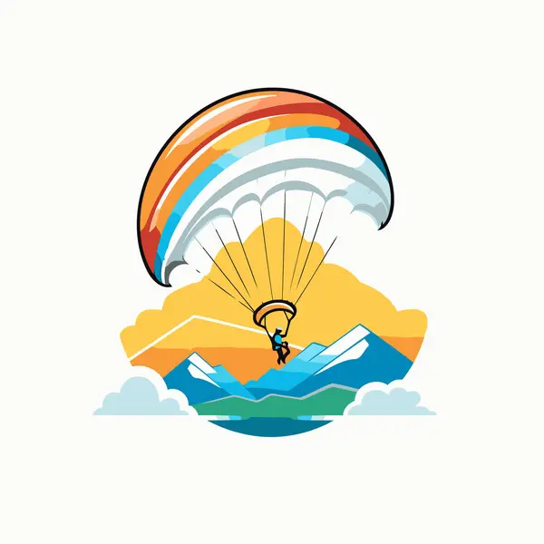 Paraglider Sky Paraglider Flying Sky Vector Illustration — Stock Vector