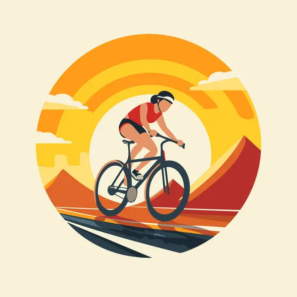 Syklisten Rir Veien Flat Design Vektor Illustrasjon – stockvektor