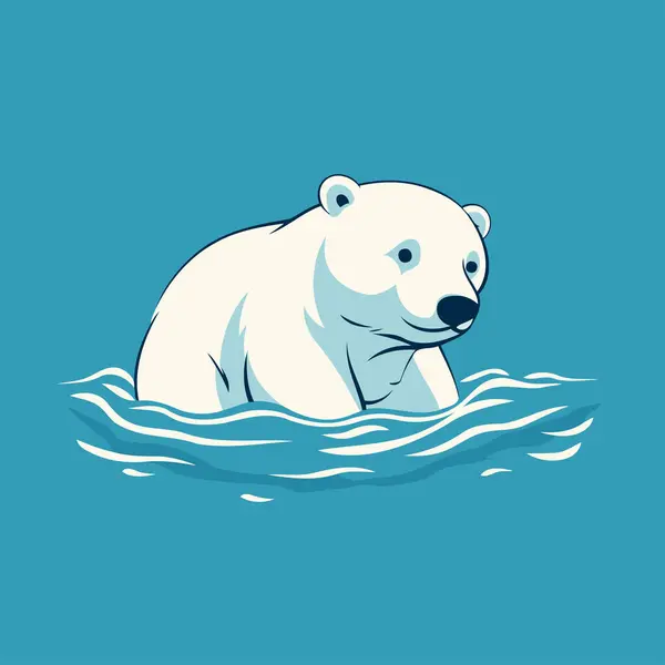 Kutup Ayısı Denizde Yüzüyor Bir Kutup Ayısının Vektör Çizimi — Stok Vektör