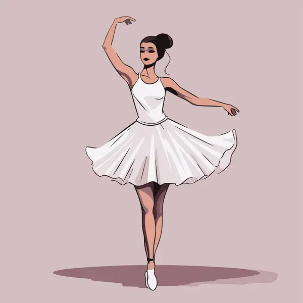 Beautiful Ballerina White Tutu Vector Illustration — Stock Vector