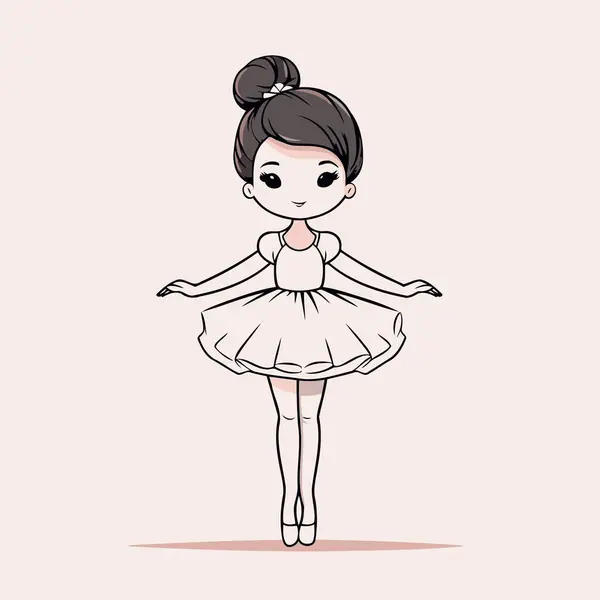 Cute Little Ballerina White Tutu Vector Illustration — Stock Vector