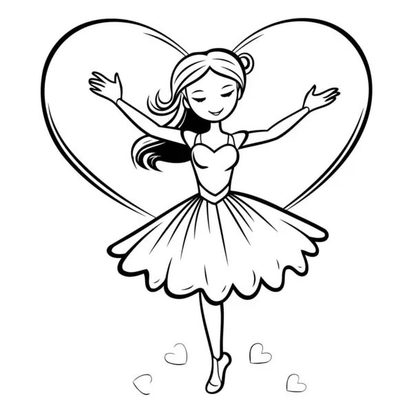 Little Ballerina Tutu Hearts Vector Illustration — Stock Vector