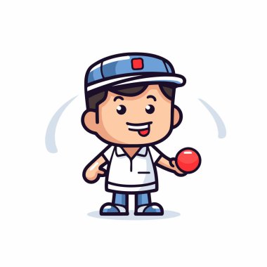 Beyzbol oyuncusu Maskot Karakteri Vektör İllüstrasyon Tasarımı.