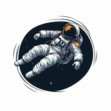 Uzayda bir astronot. Tişört baskısı tasarımı için vektör illüstrasyonu.