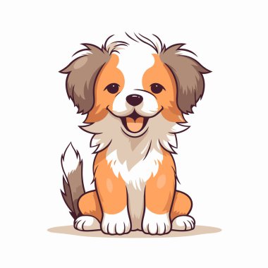 Tatlı çizgi film köpeği. Beyaz arkaplanda izole edilmiş vektör illüstrasyonu.