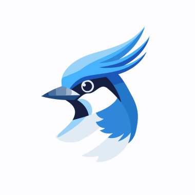 Mavi kuş ikonu. Beyaz arkaplanda izole edilmiş düz biçimdeki vektör illüstrasyonu.