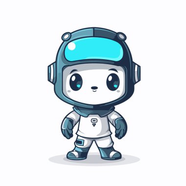 Astronot çizgi film karakteri. Şirin ve komik vektör çizimi.