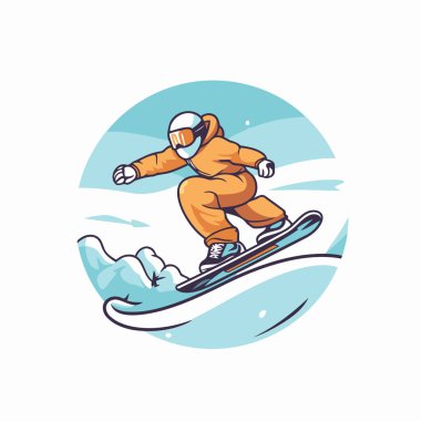 Snowboard sporcusu. Düz bir şekilde vektör illüstrasyonu
