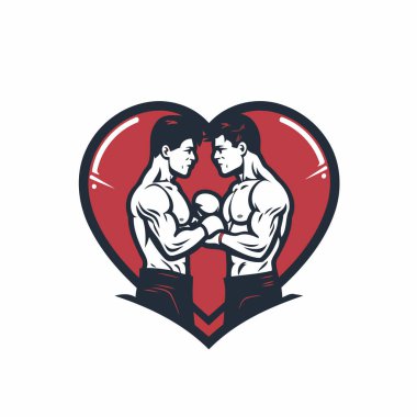 Bir erkek boksörün, kalp içinde bir bebeği tutarken ön taraftan izole edilmiş arka planda geçmişe dönük bir görüntüsü..