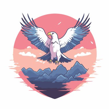 Gökyüzünde uçan güzel bir kartalın vektör çizimi. Kartal aşık.