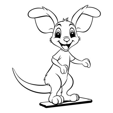 Kaykaylı Kanguru Çizgi Film Maskot İllüstrasyonu