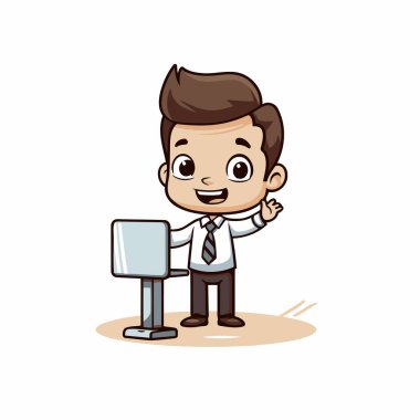 İşadamı Başparmaklarını Gösteriyor - Vektör Karakteri Çizim Çizimi