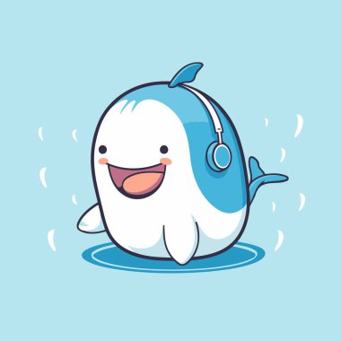 Tatlı balina karakteri. Vektör çizimi. Şirin balina..