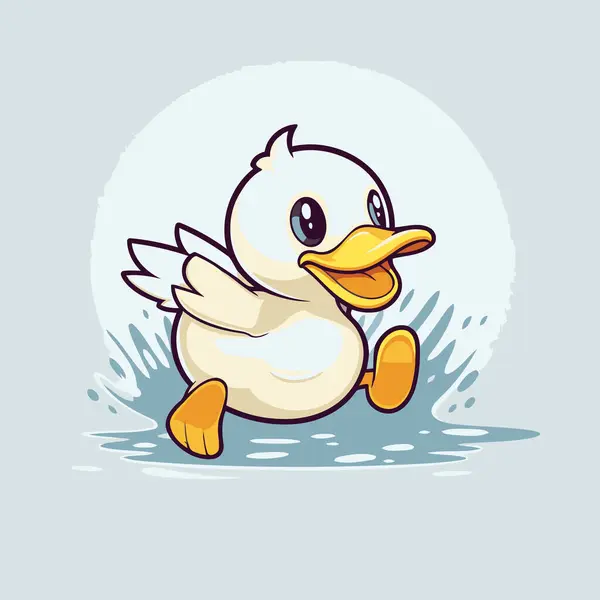 stock vector Cute cartoon duckling on a gray background. Vector illustration.