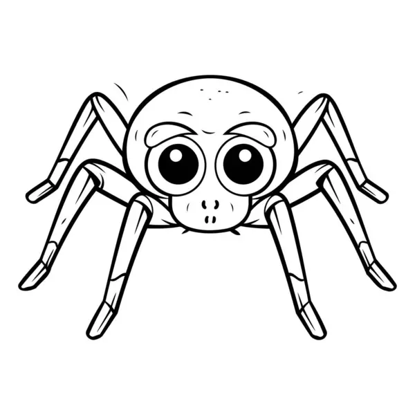 Coloring Page Cartoon Spider Vector Illustration Isolated White Background — Stock Vector