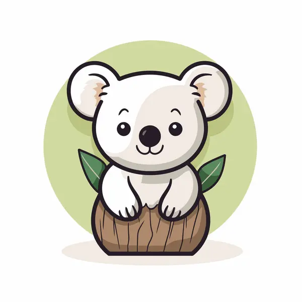 Słodki Miś Koala Siedzi Kokosie Ilustracja Wektora — Wektor stockowy