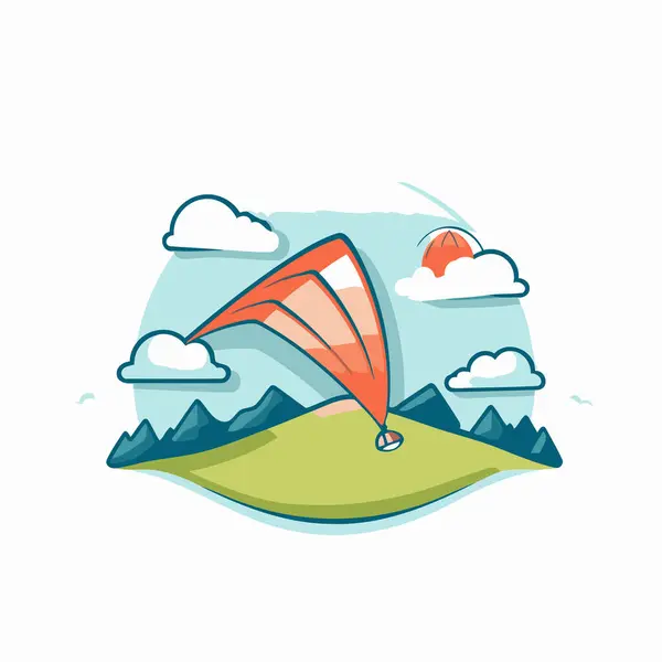 Paraglider Flying Sky Vector Flat Illustration — Stock Vector