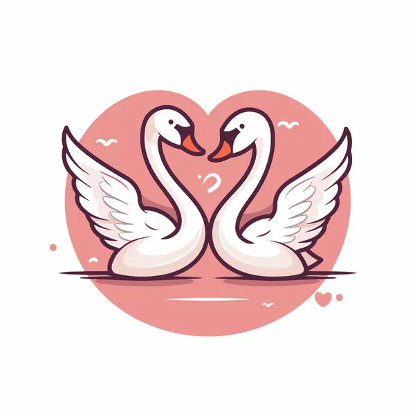 Vector Ilustración Dos Cisnes Enamorados Elemento Diseño Del Día San — Archivo Imágenes Vectoriales