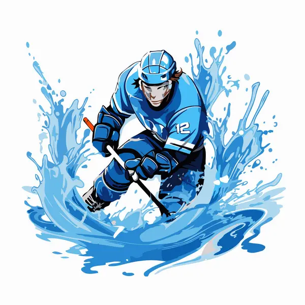Jugador Hockey Sobre Hielo Ilustración Vectorial Del Jugador Hockey Sobre — Vector de stock