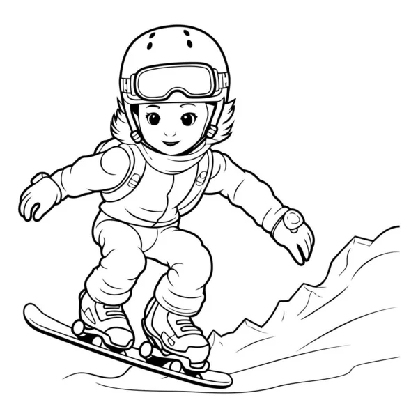 Snowboarder Coloring Page Outline Snowboarder — Stock Vector