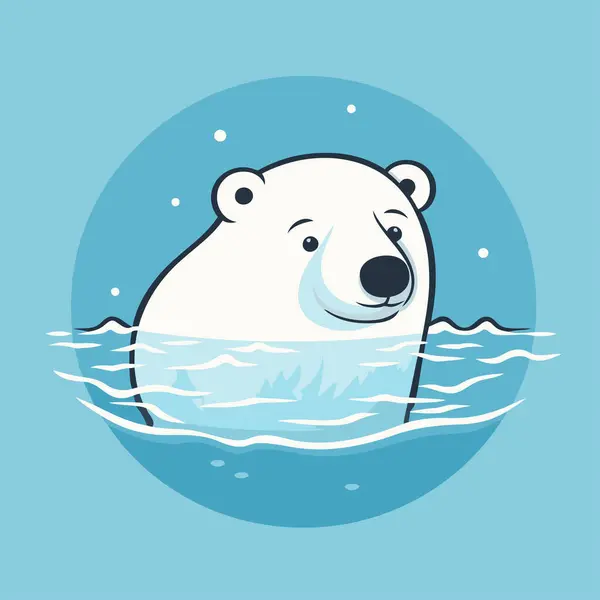 可爱的卡通北极熊在水里游泳 矢量说明 — 图库矢量图片