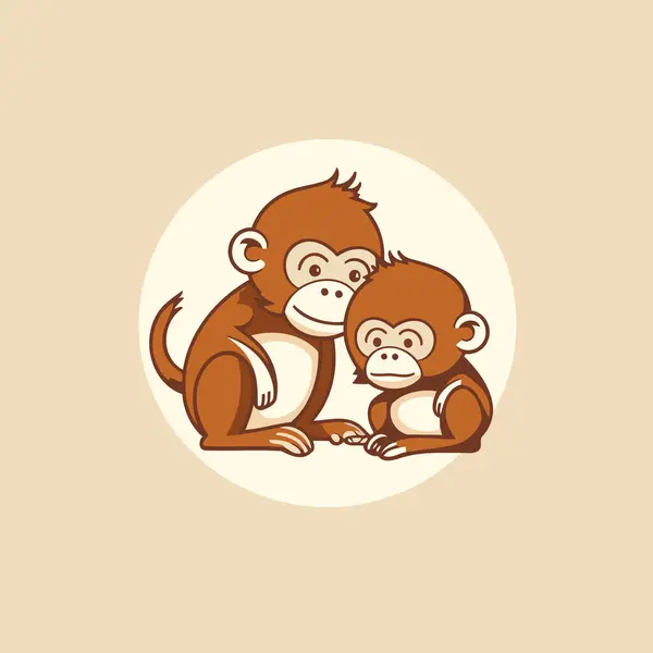 Monkey Family Cartoon Vector Illustration Cute Monkey Family Icon — Stock Vector